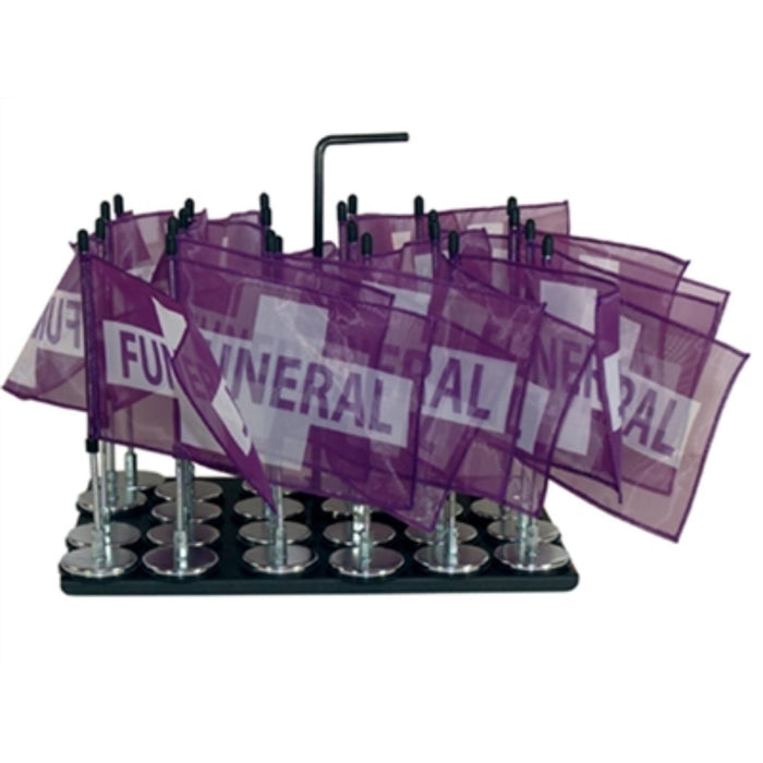 Deluxe storage tray for magnetic auto flags used in funeral service operations, from lynch supply