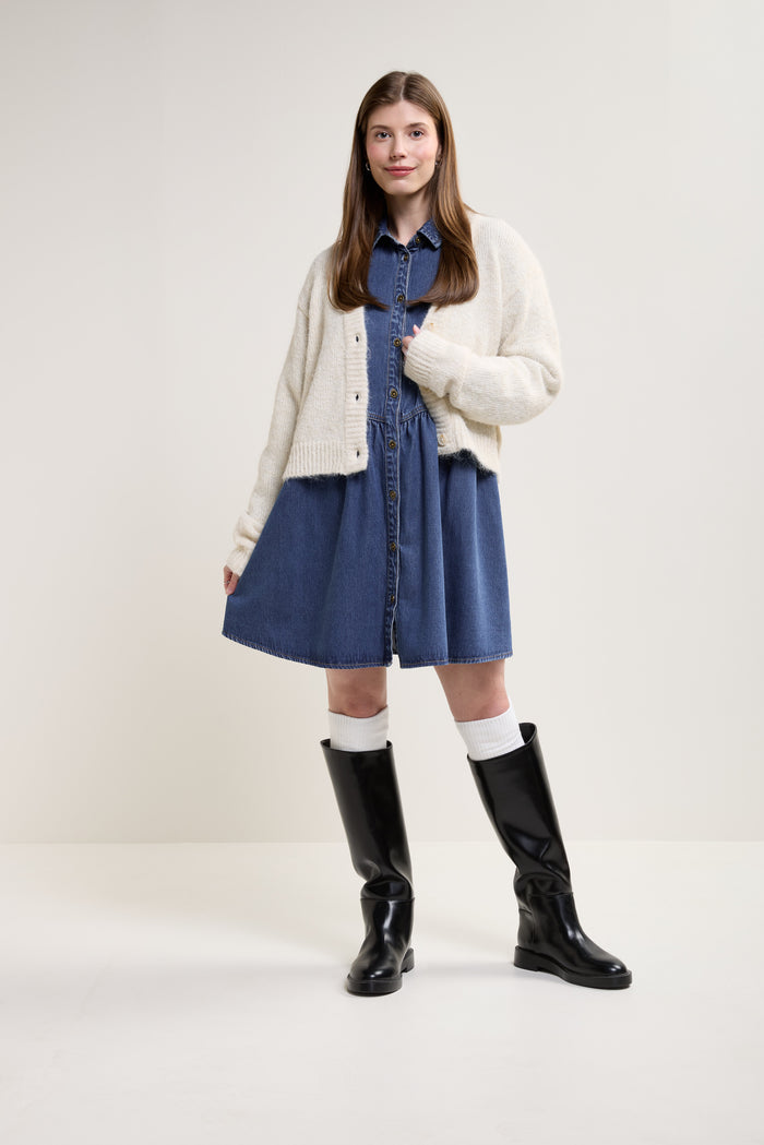 Denim-Effect Button-Down Dress - 7047