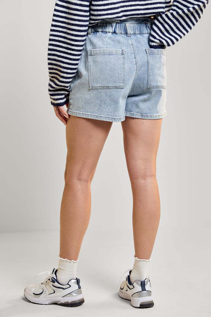 Denim Shorts with Elastic Waistband - 7051