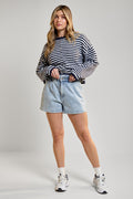 Denim Shorts with Elastic Waistband - 7051