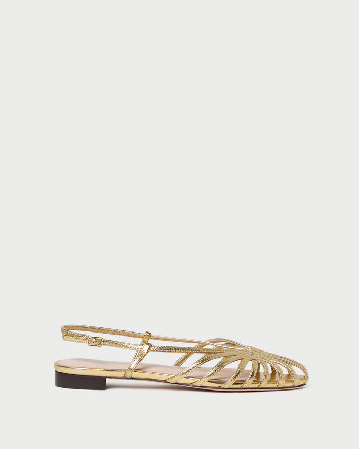 Devon Gold Slingback Sandal in gold leather.