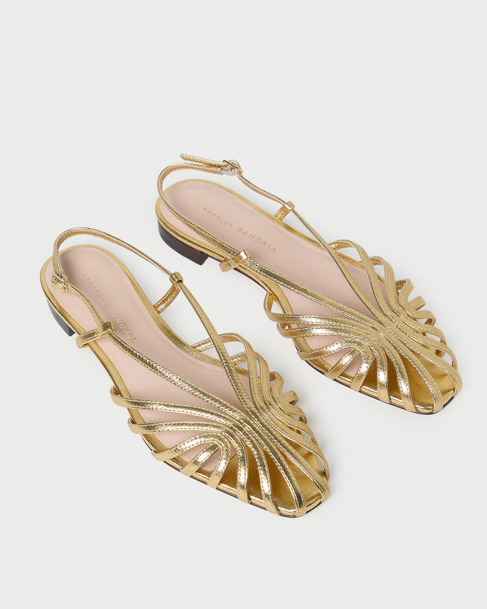 Devon Gold Slingback Sandal in gold leather.
