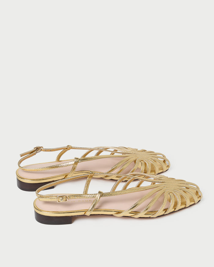 Devon Gold Slingback Sandal in gold leather.