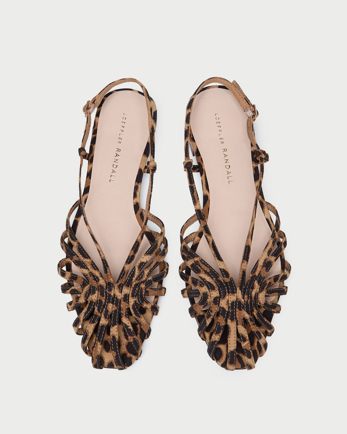 Devon Slingback Sandal in leopard faux suede.