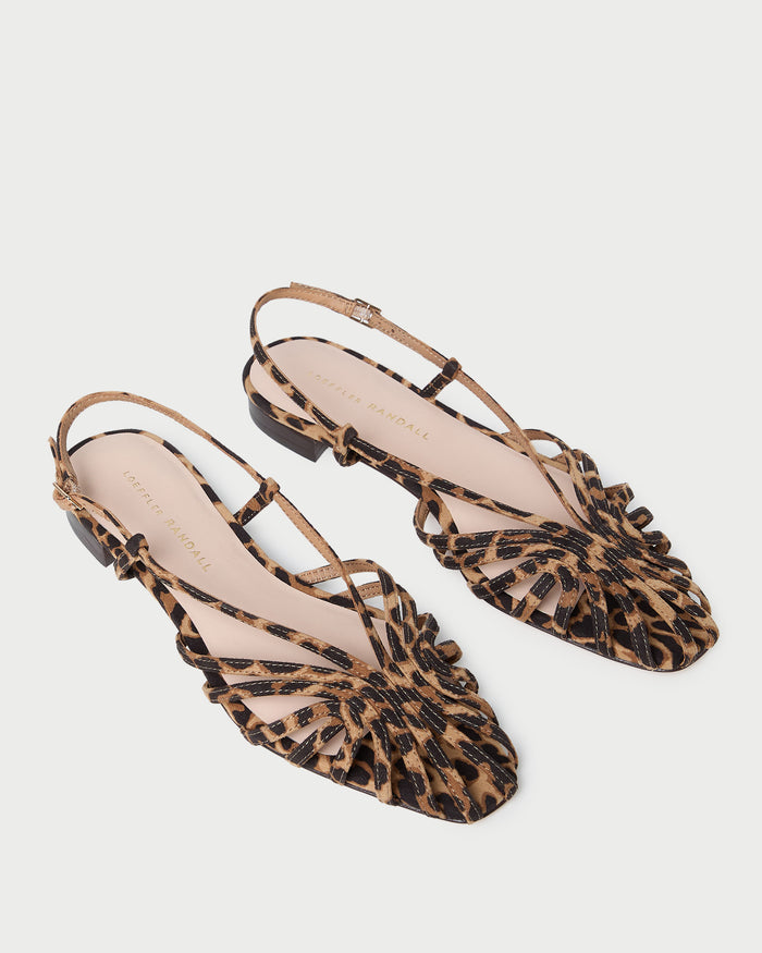 Devon Slingback Sandal in leopard faux suede.