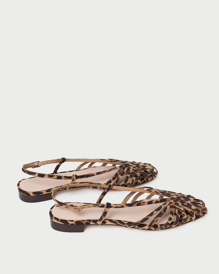 Devon Slingback Sandal in leopard faux suede.