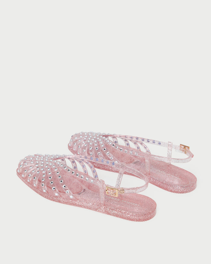 Devon Pink Jelly Slingback Sandal in pink jelly with crystal embellishments.