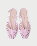 Devon Pink Moiré Flat Slingback Sandal in pink moiré.