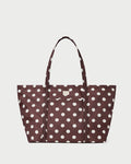 Dina Brown/Cream Travel Tote in brown and cream polka dot.