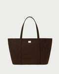 Dina Chocolate Travel Tote in chocolate brown water-resistant nylon.