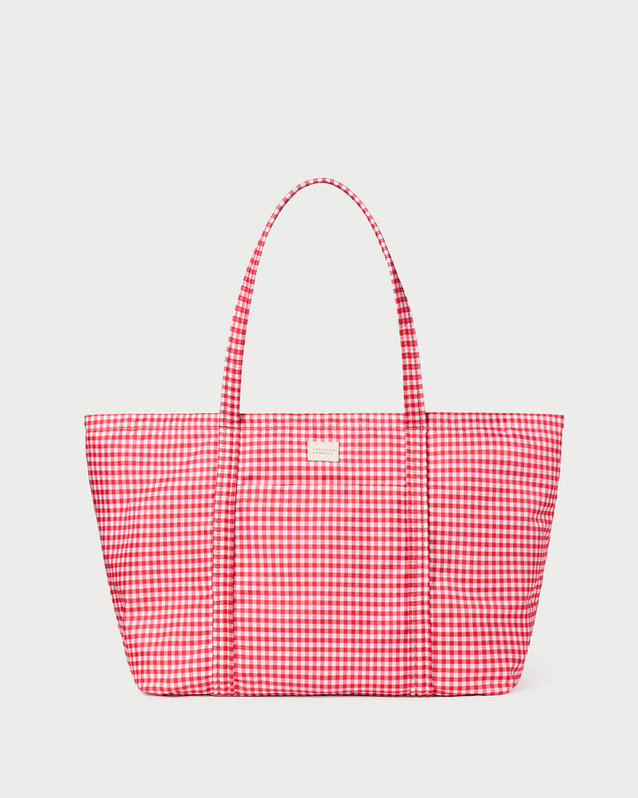 Dina Red Gingham Travel Tote