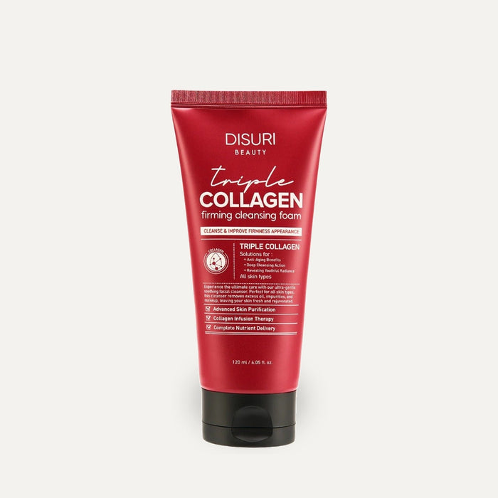 DISURI Triple Collagen Firming Foam - Korean Anti-Aging Cleanser with 3,000ppm Collagen Complex