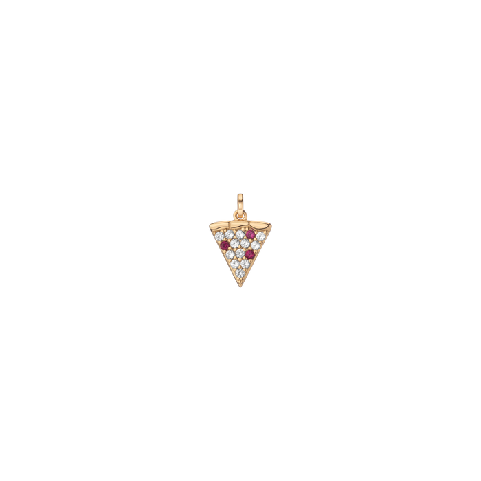 Lab Grown White Sapphire Pizza Charm Vermeil Yellow Gold First