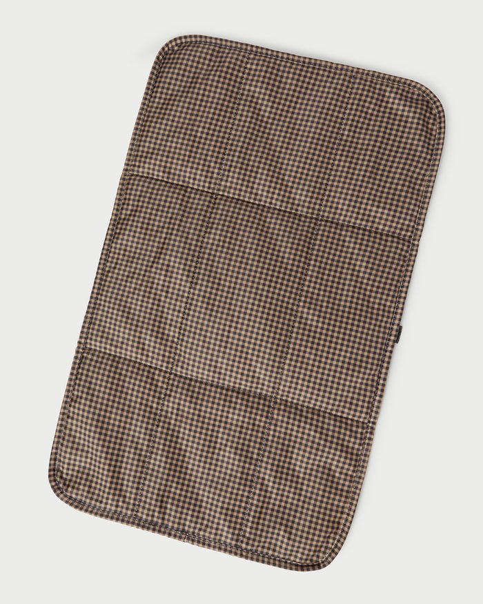 Dottie Brown/Black Check Changing Pad in brown/black check nylon.