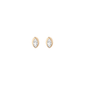 Double Bezel Marquise Lab Grown White Sapphire Huggie Earrings Vermeil Yellow Gold