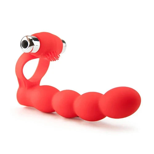 Double penetration ring with clit vibe couple toy