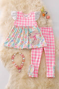 Easter bunny applique tunic & gingham leggings. OFG50193
