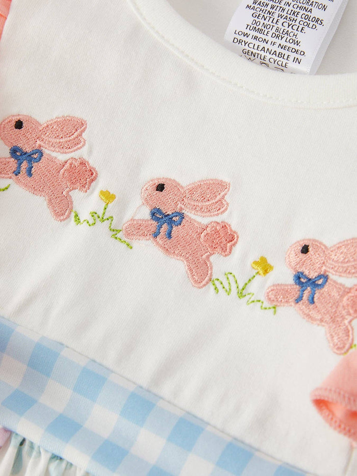 Easter Bunny Embroidery Girls Dress