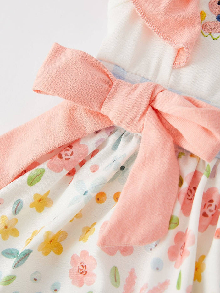 Easter Bunny Embroidery Girls Dress