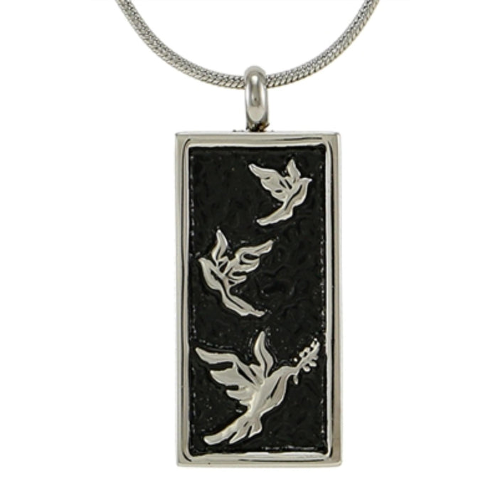 Embossed doves cremation pendant-pewter & onyx cremation supplies and equipment product