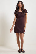 Embossed Polka-Dot and Ruffle Trim Dress - 2243