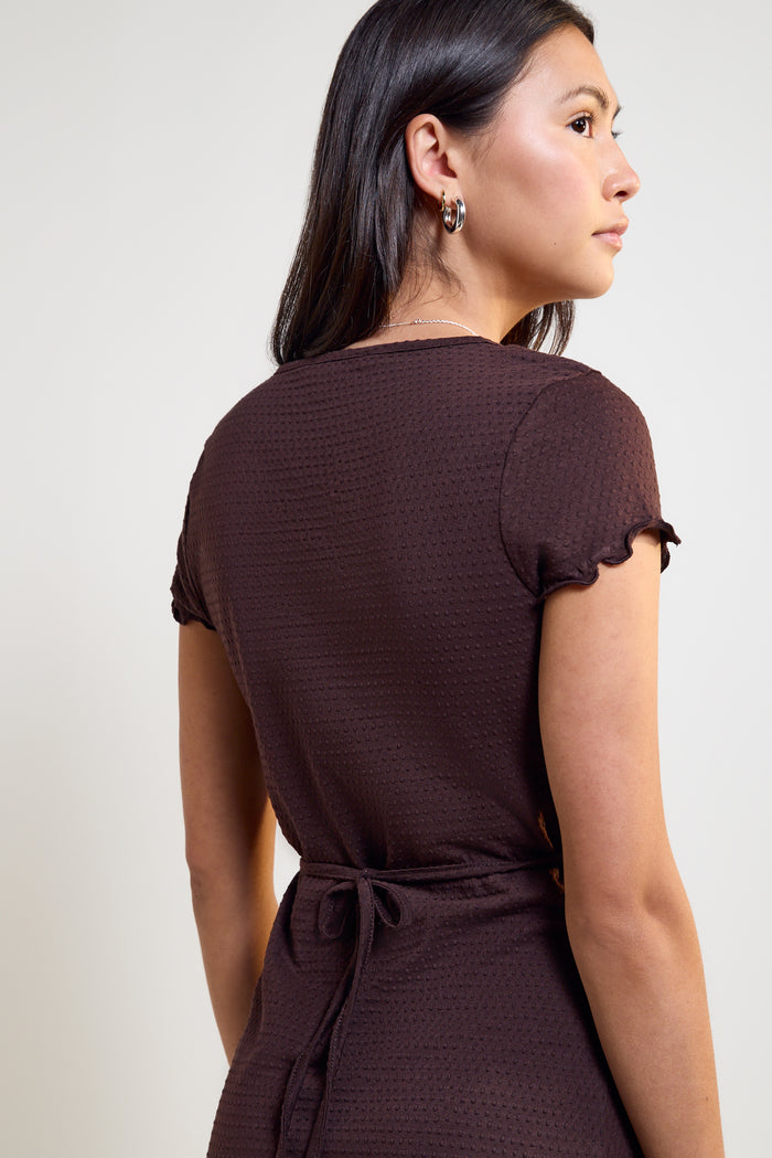 Embossed Polka-Dot and Ruffle Trim Dress - 2243