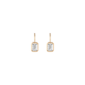 Emerald Lab Grown White Sapphire Bezel Drop Earrings Vermeil Yellow Gold First