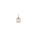 Emerald Lab Grown White Sapphire Bezel Pendant Vermeil Yellow Gold First