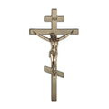 Exterior 12" orthodox plated cross-antique silver cross & corpus used in funeral service operations, from lynch supply