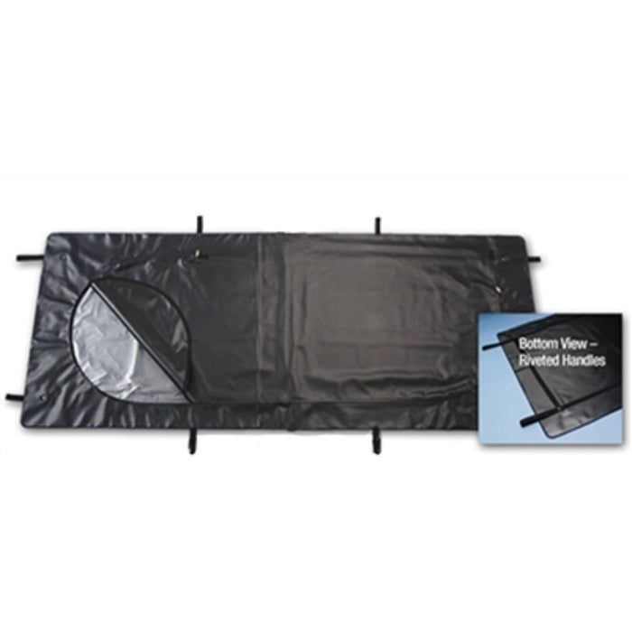 Extra heavy duty lined emergency pouch  with curved zipper used in funeral service operations, from lynch supply