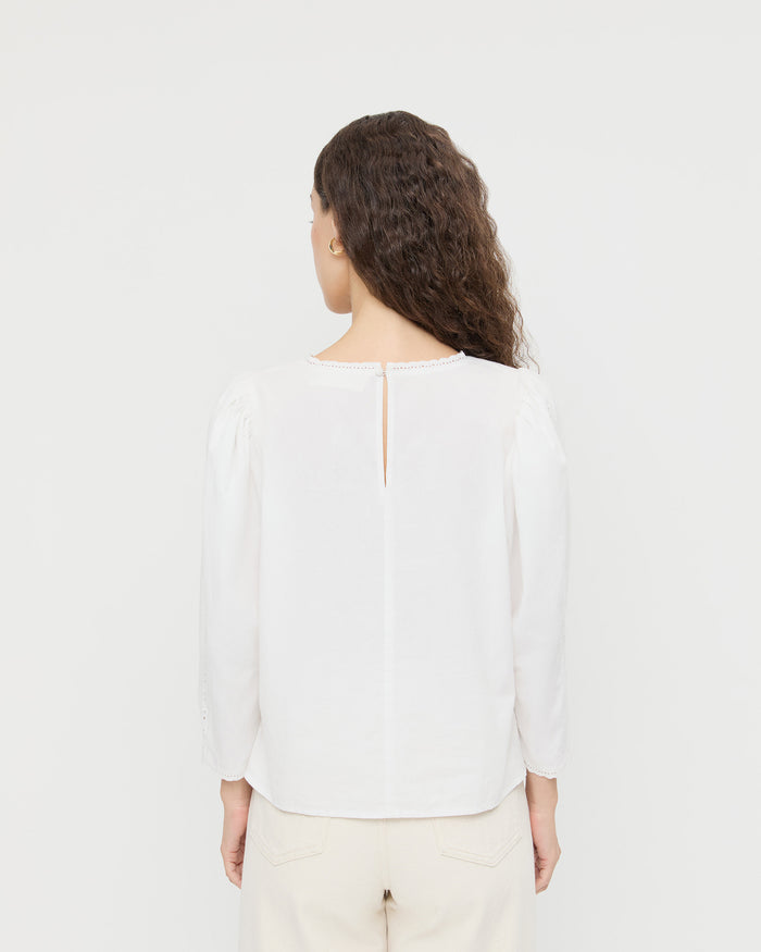 Felicity Blouse in cream cotton poplin.