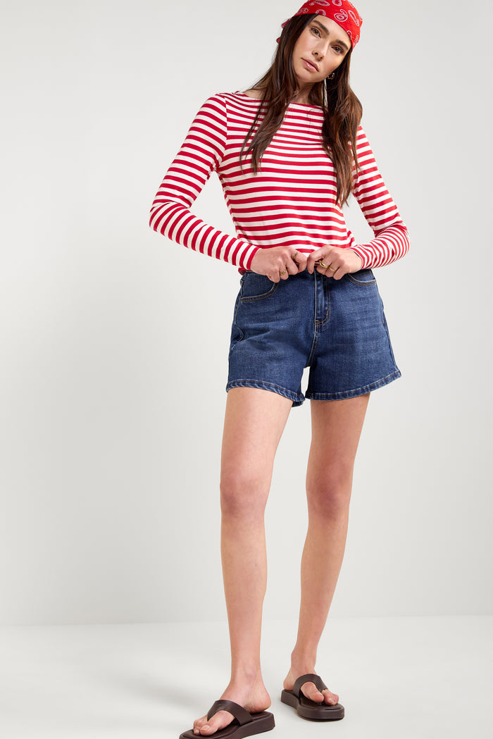 Fitted Boat Neck Top - 9197