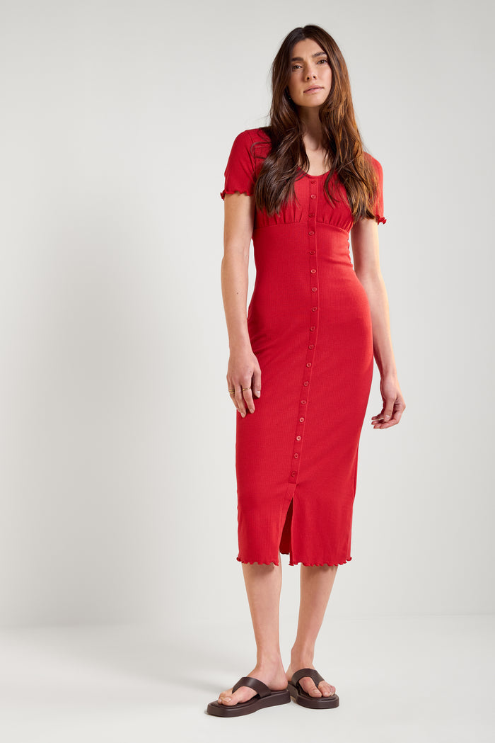 Fitted Midi Button-Down Dress - 2230