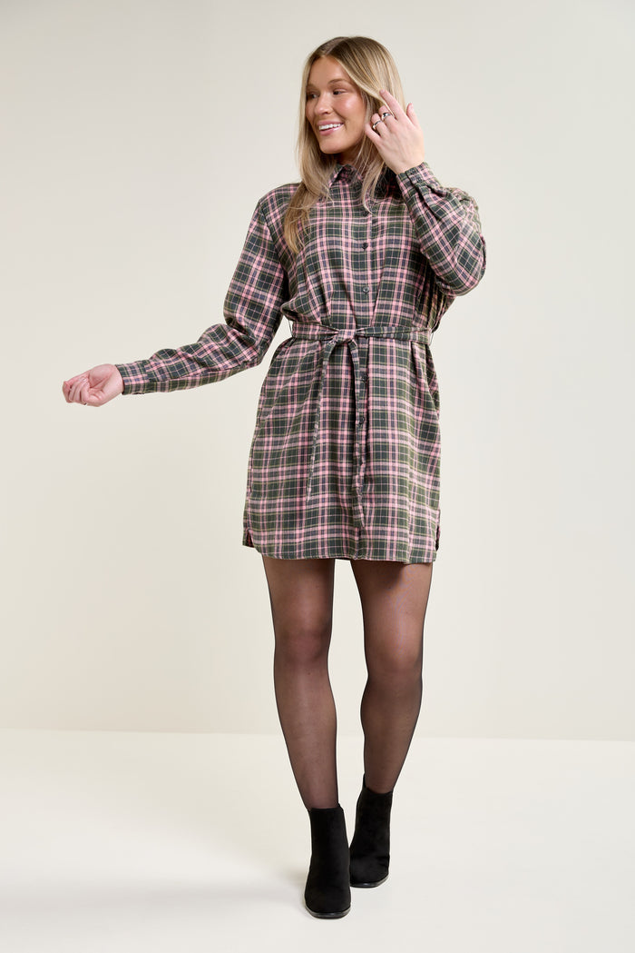 Fitted Plaid Dress - 2208