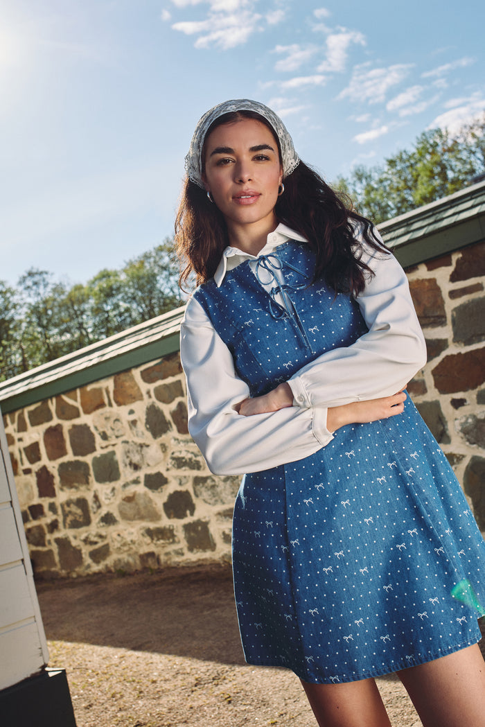 Flared Denim-Effect Dress - 2235