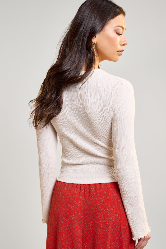 Flared-Sleeve Crinkle-Finish Top - 9192
