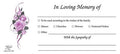 Floral bouquet memorial offering & contribution envelopes used in funeral service operations, from lynch supply