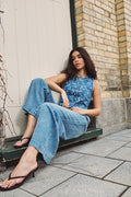 Floral Print Denim Vest - 3034