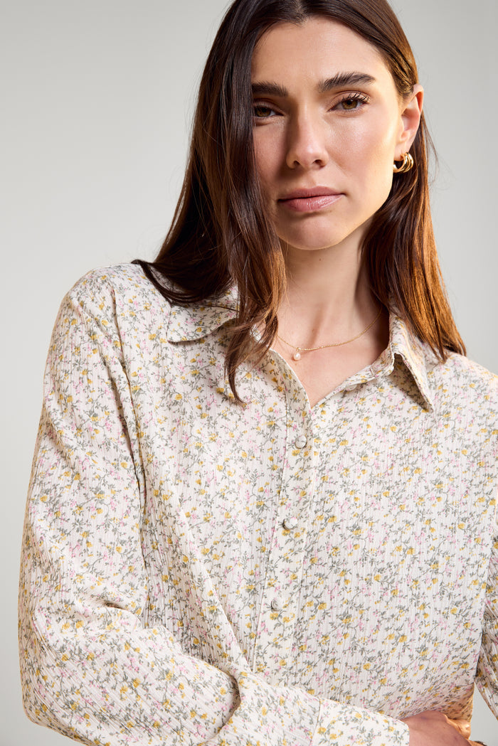 Floral Seersucker Shirt - 4105