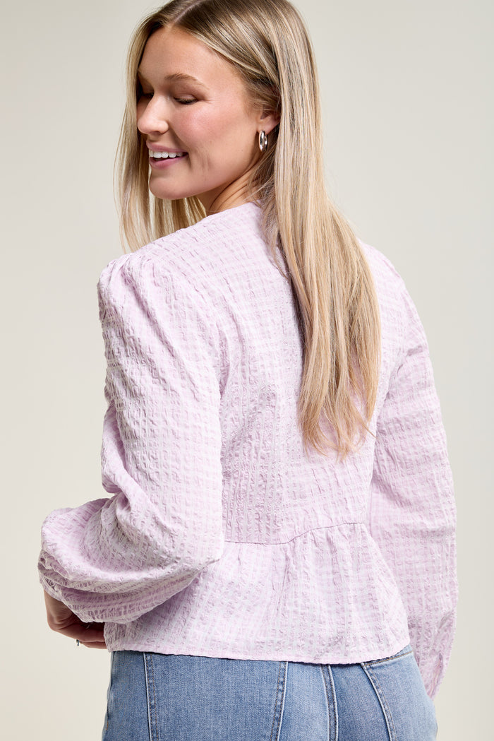 Front Tie Gingham Blouse - 4089