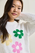 Geometric Flower Knit Sweater - 8156