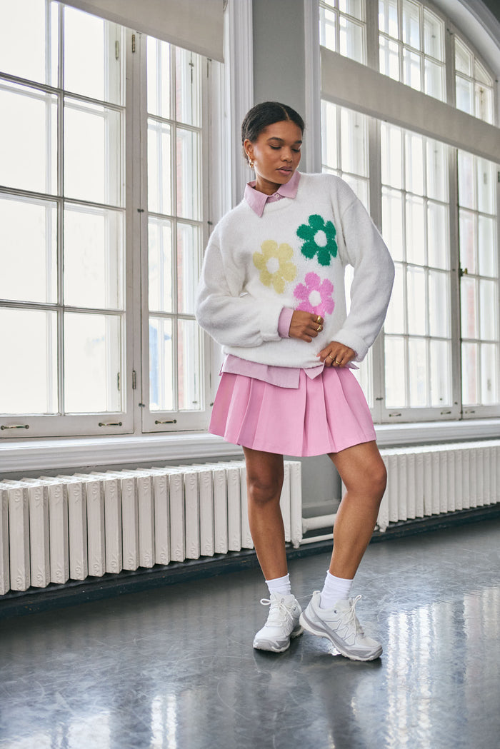 Geometric Flower Knit Sweater - 8156