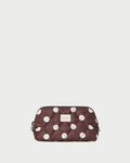 Georgette Brown/Cream Mini Cosmetic Pouch in brown and cream polka dot.