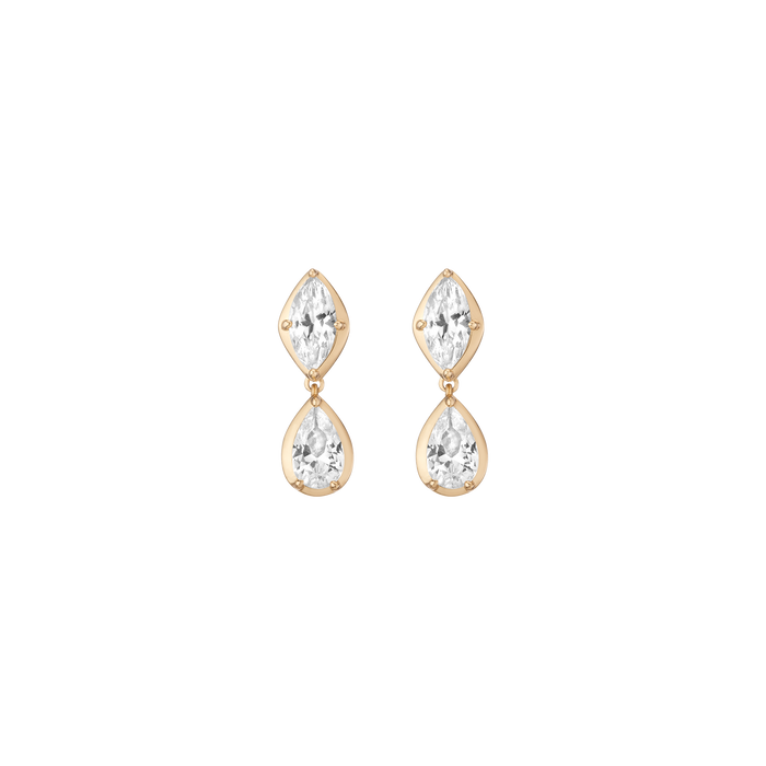 Georgian Toi et Moi Drop Earrings Vermeil Yellow Gold First