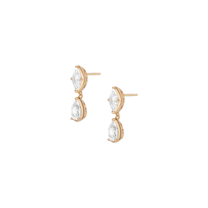 Georgian Toi et Moi Drop Earrings Vermeil Yellow Gold