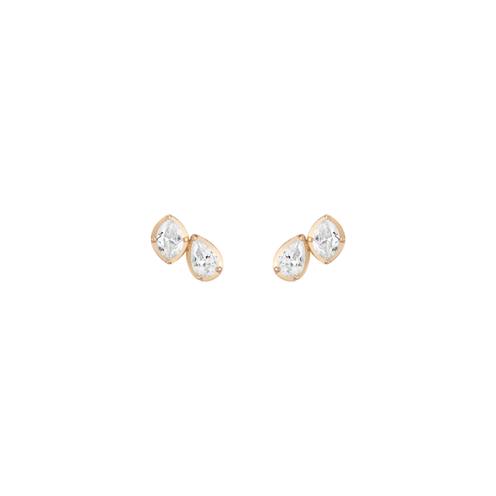 Georgian Toi et Moi Stud Earrings Vermeil Yellow Gold Single Pair First
