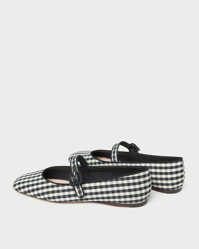 Ginger Black/White Gingham Mary Jane in black and white gingham cotton.