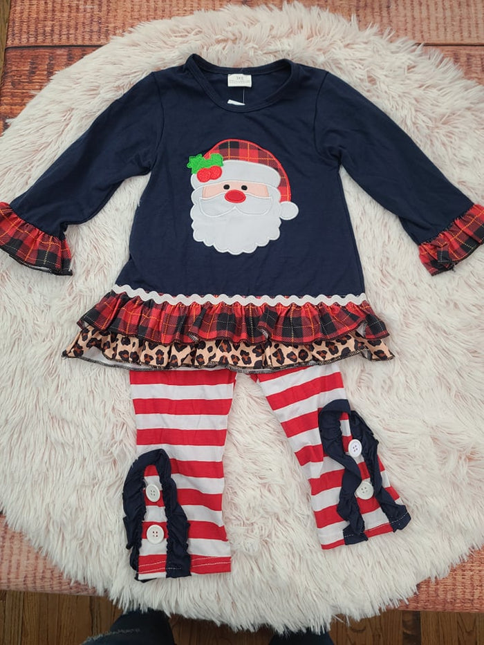 Girls Navy Santa 2PC
