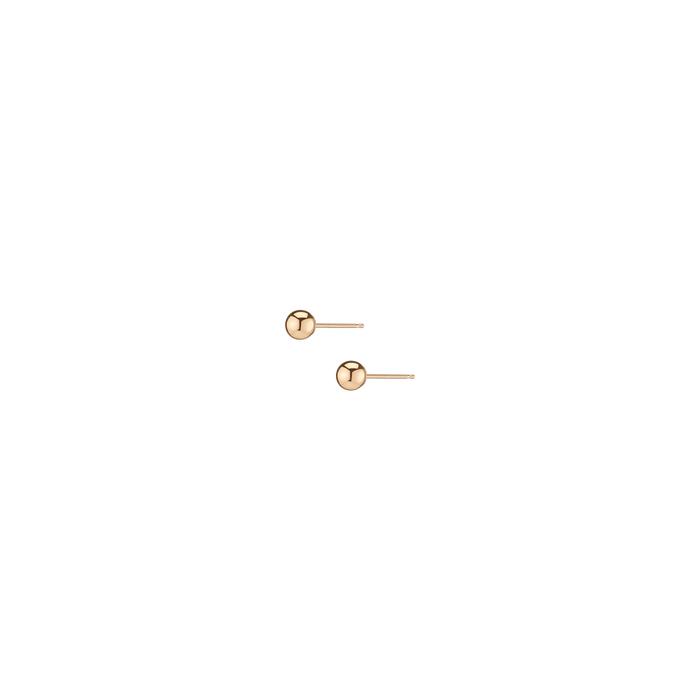 Gold Ball Studs 14k Yellow Gold Single Pair 4 mm