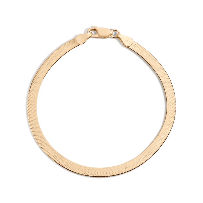 Gold Herringbone Chain Bracelet Vermeil 14k Yellow Gold 4mm 6.5in 7in 7.5in First